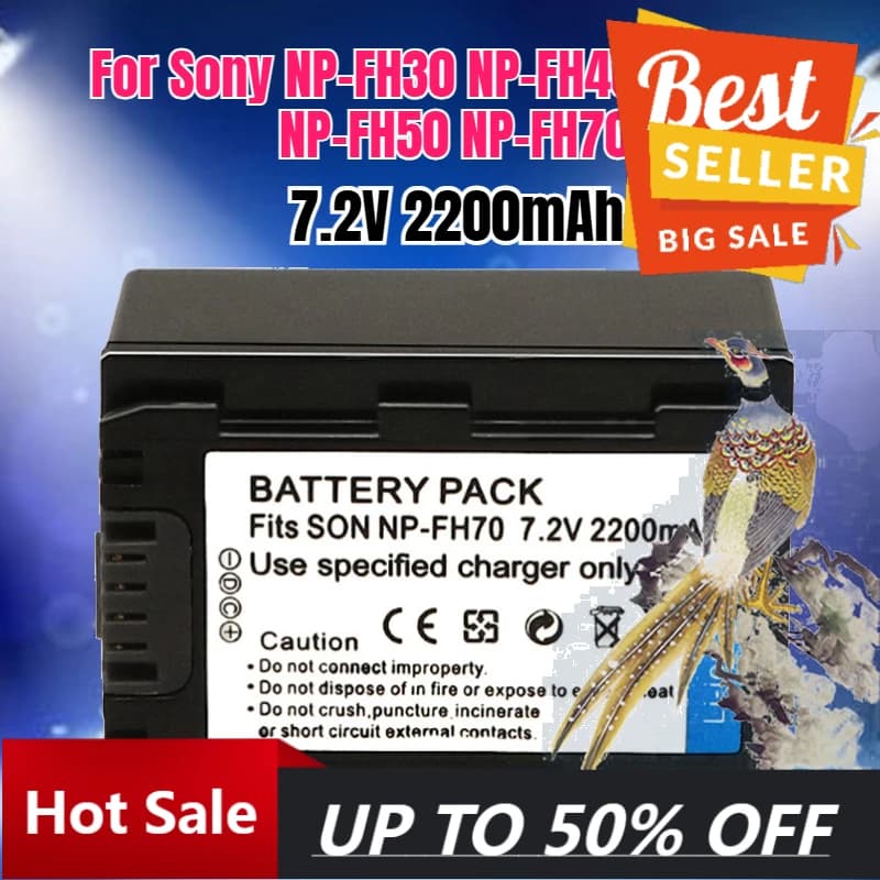 ereConsegna Rapida perBattery Rechargeable 7.2V 2200mAh NP-FH70 for Sony Camera Series NP-FH30 NP-FH40 NP-FH60 NP-FH50 NP-FH70 HDR-XR B