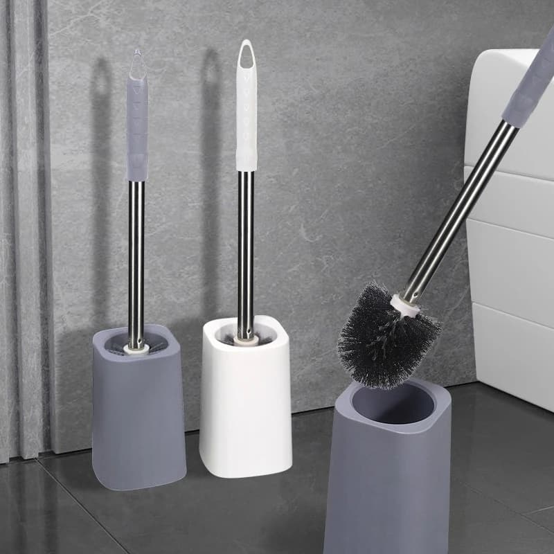 Set Spazzola per WC per Uso Domestico, Spazzola per Pulizia Bagno con Base e Manico Lungo che Raggiunge Tutte le Angolazioni, Strumento per la Pulizia
