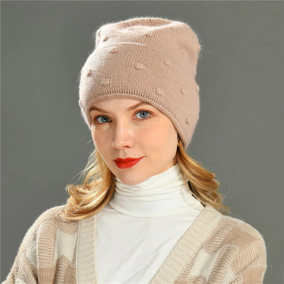 Cappello ngora da donna, berretto invernale in maglia a doppio strato, accessorio caldo per l'autunno, per il freddo, per lo sport, lo sci, all'aperto