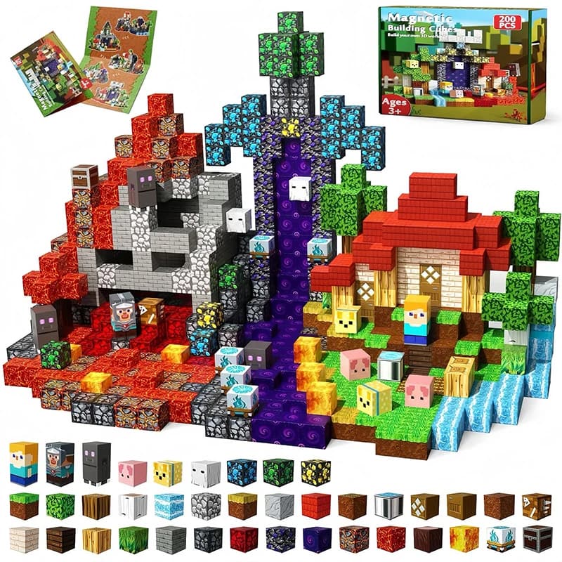 Set di blocchi di piastrelle magnetiche, giocattoli STEM 3D per bambini, kit di costruzione educativa creativa per ragazzi e ragazze, regalo di Natale