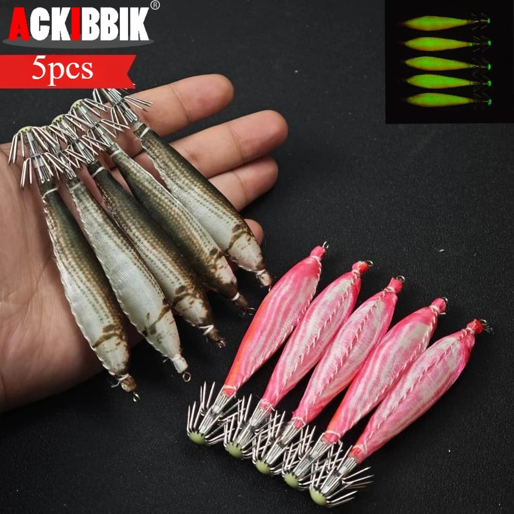 5 pz 10 cm Glow Orizzontale Calamari Traina Richiamo Luminoso Calamari Maschere Acqua Salata Calamari Gamberetti Richiamo Accessori Per la Pesca Seppie