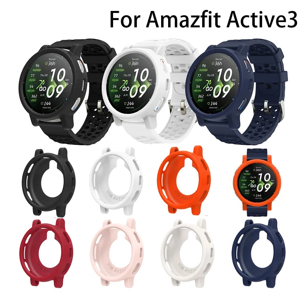 Silicone Protective Case Cover Shell For Amazfit Active 3 SmartWatch Replacement Accessories Frame Cases Screen Protective Shell