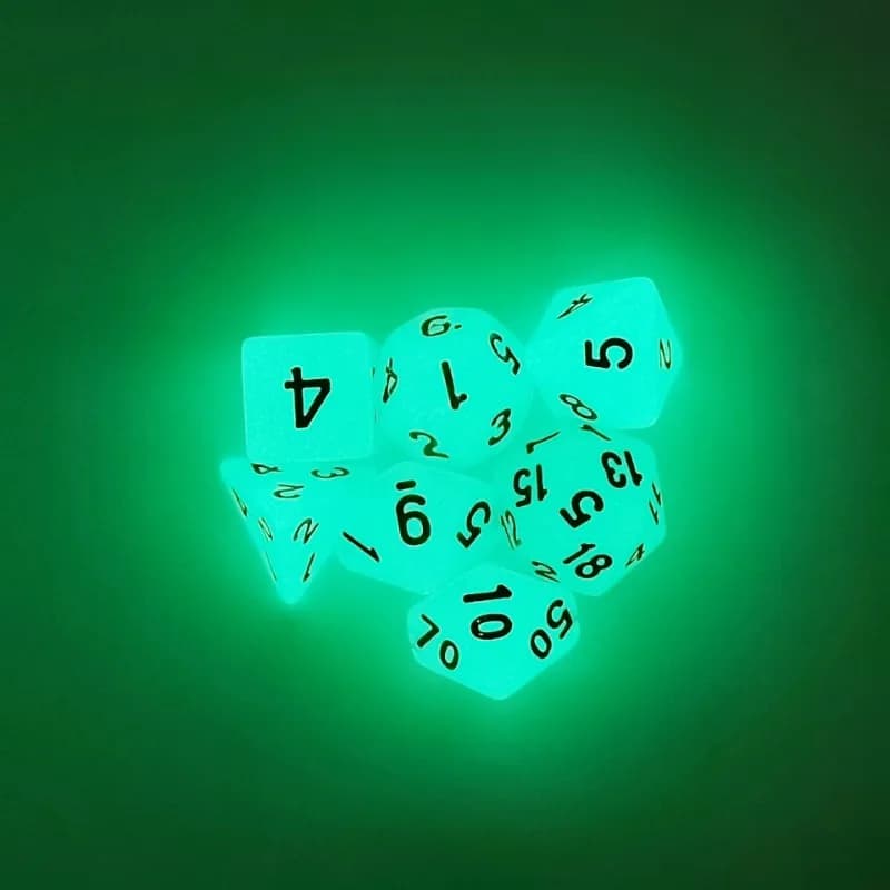 7 pz/set Glow-in-the-Dark Dadi Fluorescenti Multi-sided Dice DND Set di Dadi Multi-sided Dungeons & Dragons gioco Friends Party