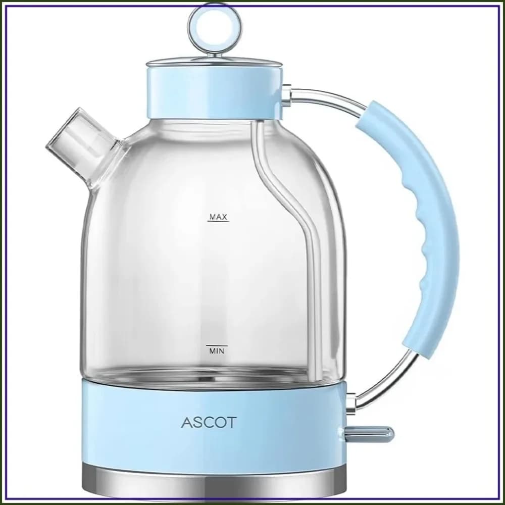 1.5L 1500W Glass Electric Kettle with Auto Shut-Off & Boil-Dry Protection, Blue