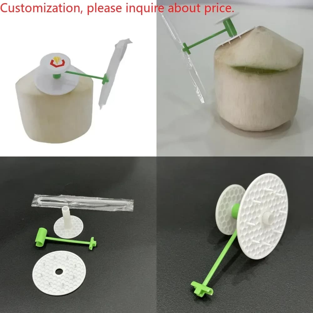Hot saleEasy open fresh young tender coconut opener tool /complete set of plastic straws