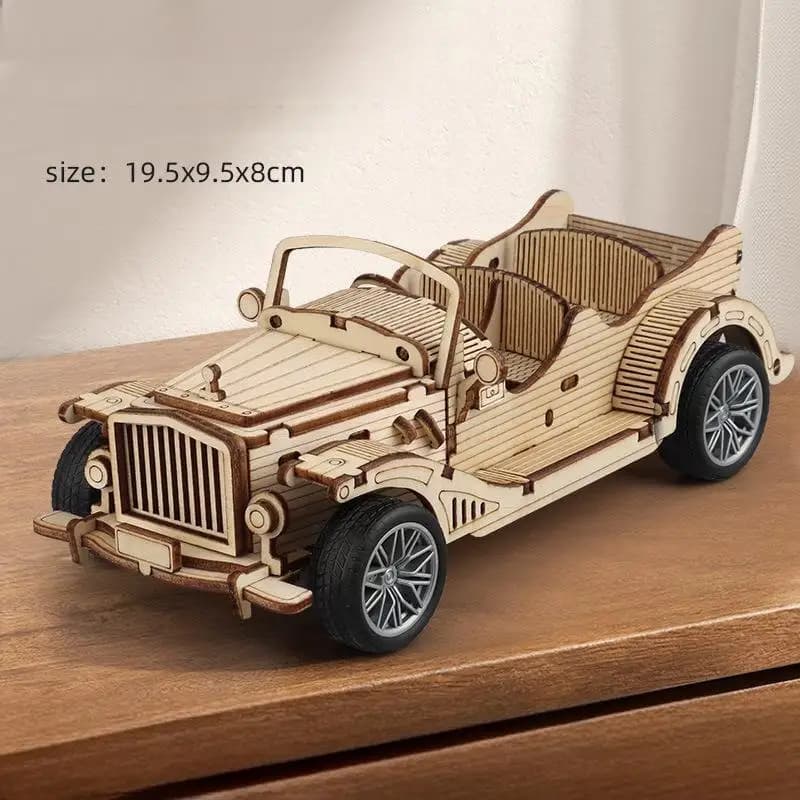 OUZEY Modello di auto SUV in legno 3D - Kit di montaggio meccanico fai-da-te, progetto di edifici creativi e decorazioni per la casa per adulti e adolescenti 14+