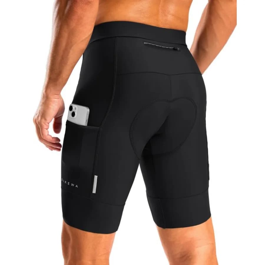 Bikewa Men's Bike Shorts 4D Padded Cycling Shorts for Men Road Riding Biking Bicycle Zipper Pockets