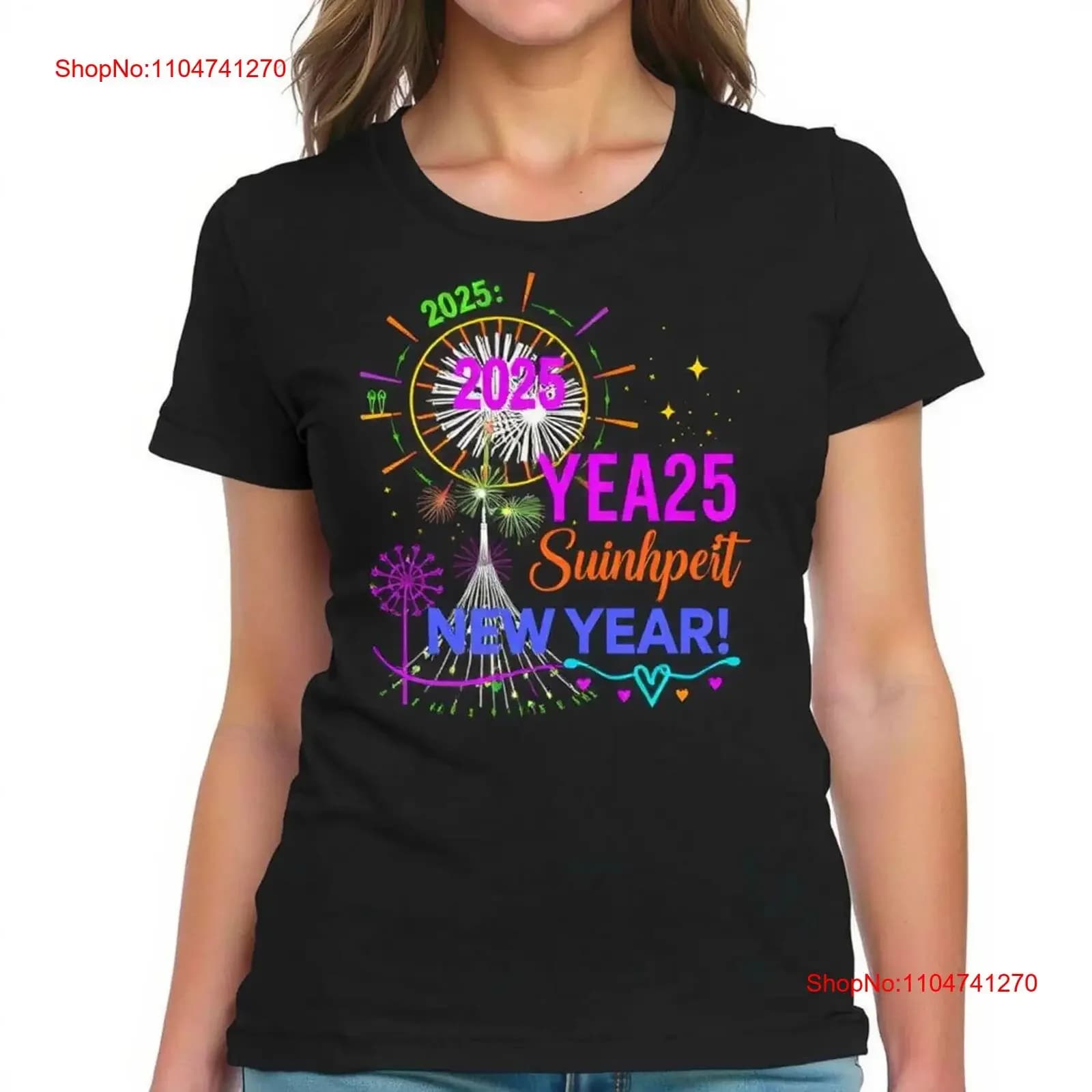 Maglietta nera di Capodanno 2025 con design vibrante YEA25 Suinhpeit GrCelebrations Top unisex lavato vintage da indossare tutti i giorni