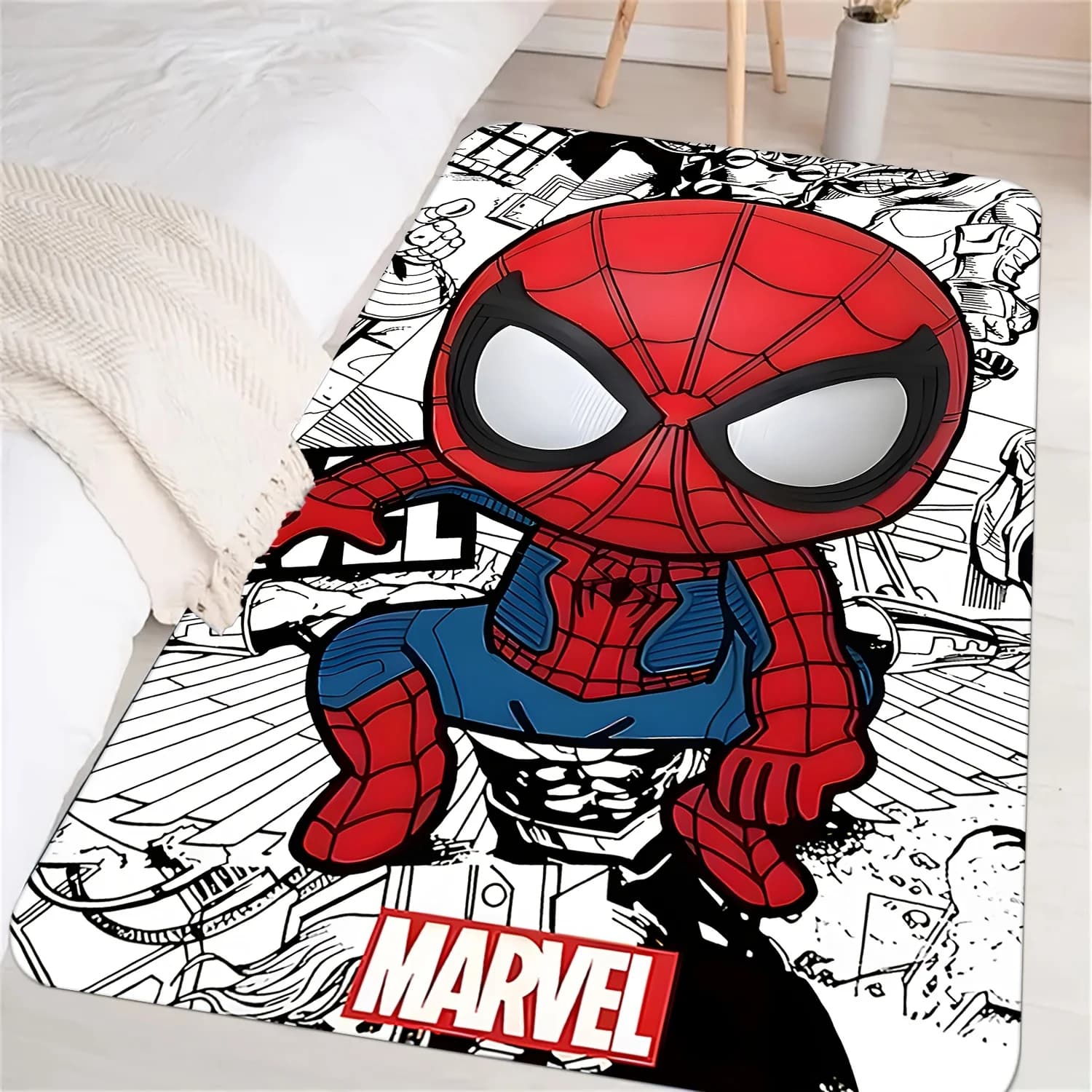 Tappetino stampato Marvel, motivo Spider-Man, adatto per soggiorno, camera da letto, tappeto per sala giochi, zerbino/uso esterno - Fun Hom