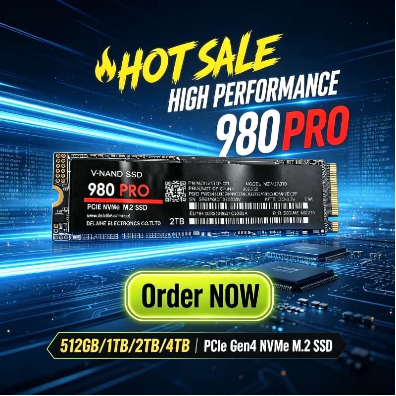 New 980Pro M.2 NGFF PCIe 4.0 NVMe SSD Up to 7450MB/s Internal Solid‑State Drive Fast Read Write Storage for Laptop Desktop PC