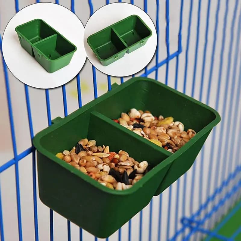 2 In1 cibo per uccelli ciotola per l'acqua pappagallo doppia tazza per l'alimentazione gabbia per piccioni in plastica mangiatoia per alimenti per uccelli pappagallo Pet voliera ciotola per l'acqua