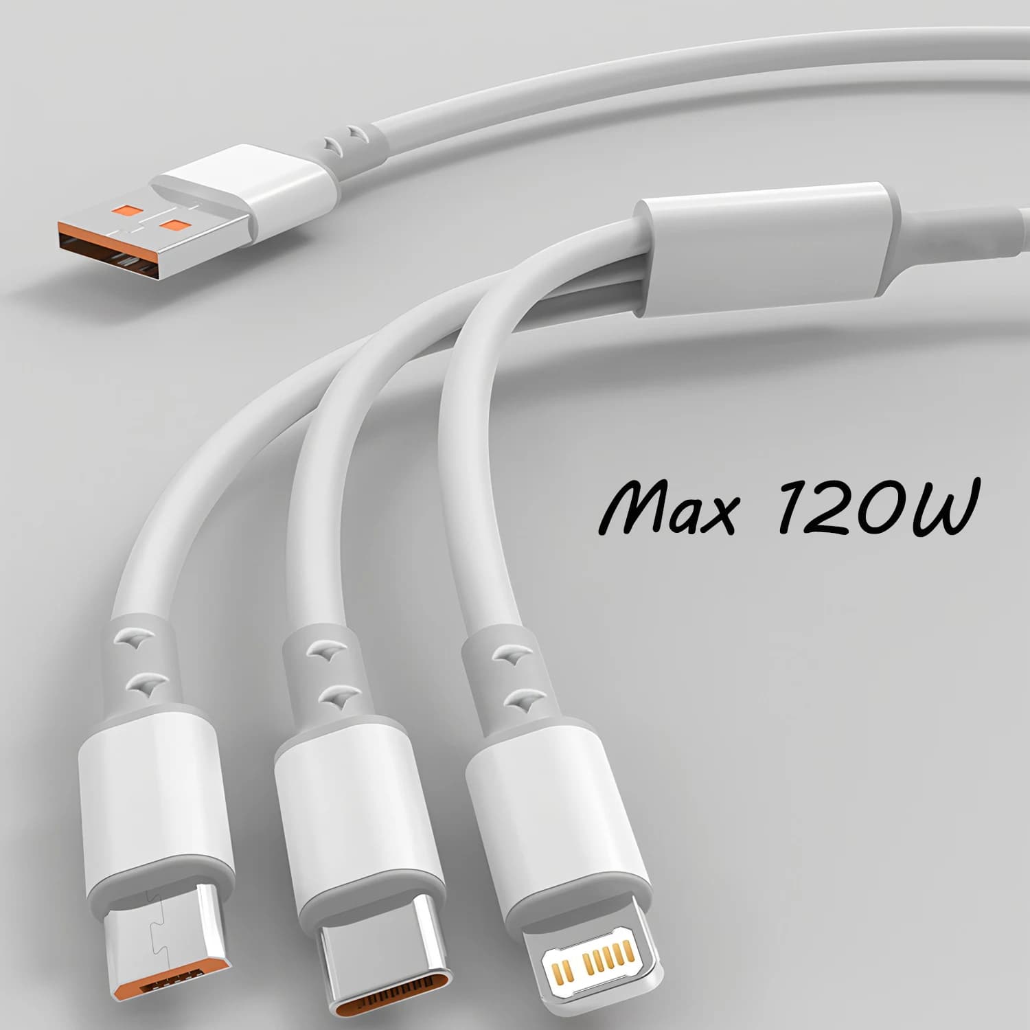 Cavo di Ricarica Rapida USB Type C 120W 6A 3 in 1 per iPhone 16 15 14 13 12 ProMax Samsung Xiaomi Macbook