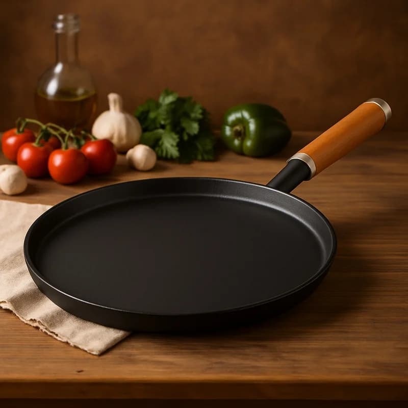 Heavy-Duty Cast Iron Frying Pan for Gas & Induction Stoves, Perfect for Cooking Eggs, Pancakes, Steaks, and Crepes