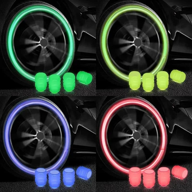 20PCS Luminous Carpets Rubber valve Motorbike Wheel Ugello Anti-dust Rubber valve Fluorescent Night Fluorescent Stem Incandescent Car Decoration