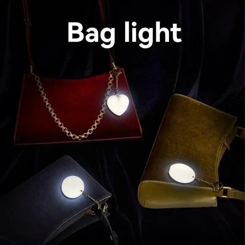 1 Pcs Heart Purse Light - LED Automatic Sensor Handbag Lamp, Rechargeable Mini Bag Night Light for Women & Girls - Touch Activated Keychain Light for Totes, Backpacks, Travel Gifts