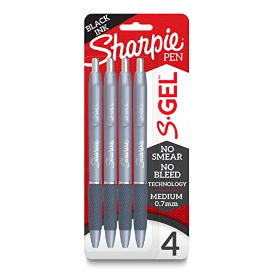 S-Gel Black Gel Pens, Medium Point 0.7mm, Journaling Pens, Smooth Writing, Drawing and Writing Pens, Ideal for School and Offic