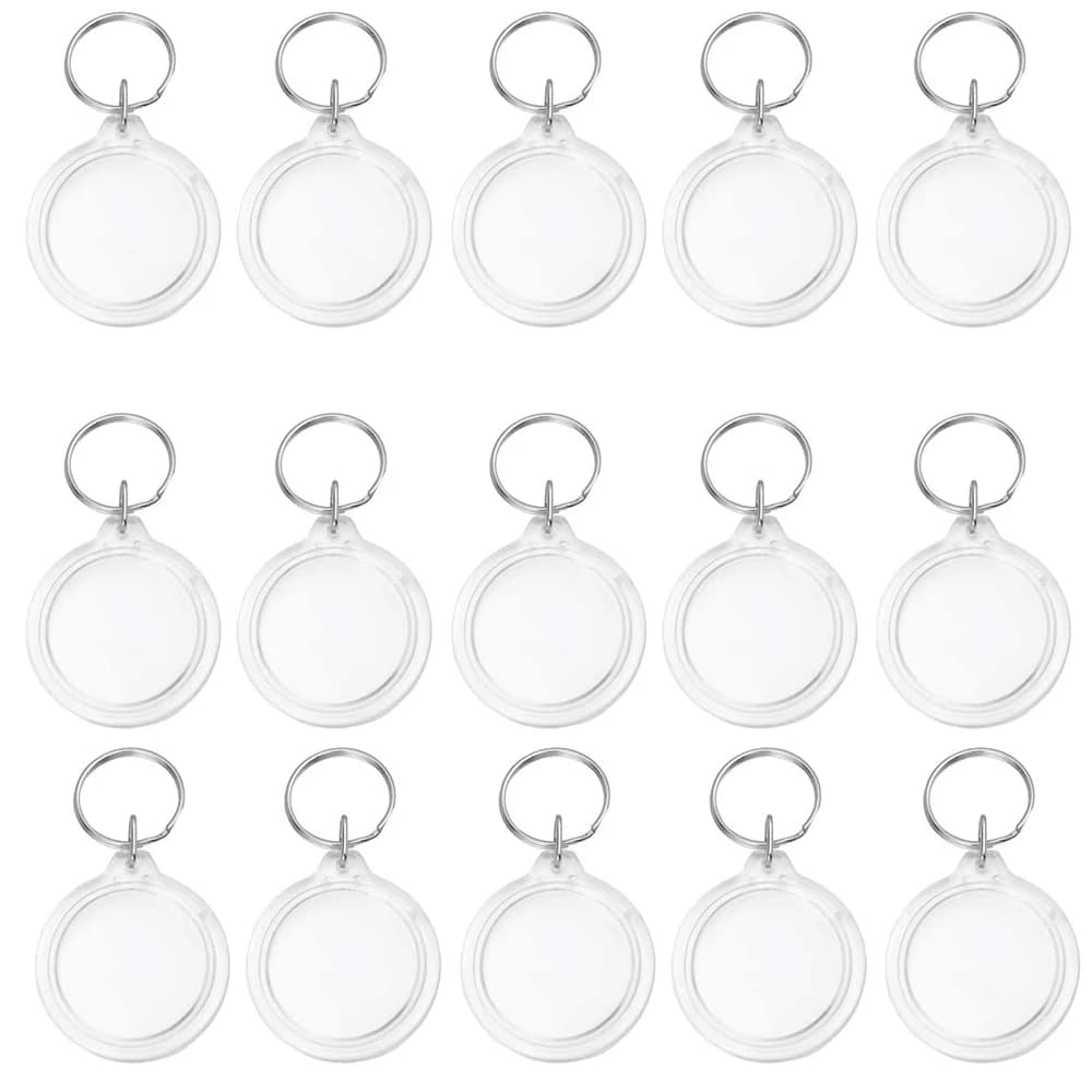 30PCS Circle Acrylic Photo Frame Keychain Snap-In Custom Insert Photo Acrylic Blank Picture Keyring for DIY Projects