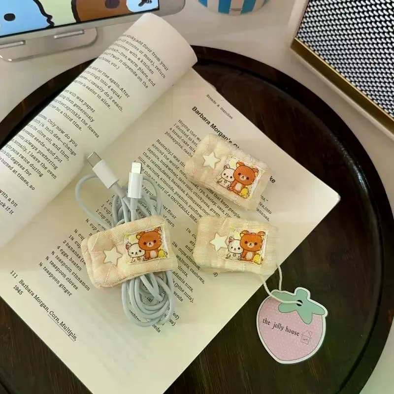 Organizzatore per Cavi Dati Cartoon Rilakkuma Mashimaro, Porta Cavi USB Portatile, Avvolgicavo e Contenitore