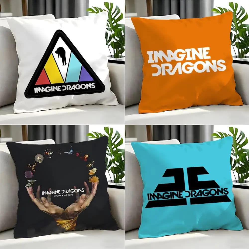 Pop Imagine Dragons Set di fodere per cuscini 4 pezzi 50x50 45x45 40x40 Federe decorative per divano Decorazioni per la casa