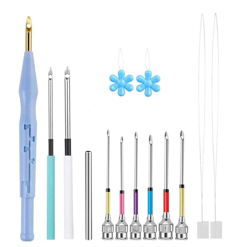 14PCS Set di aghi per punzonatura Strumento per penna ad ago per punzonatrice per ricamo regolabile con strumento per punzonatura di varie dimensioni Artigianato fatto a mano fai-da-te