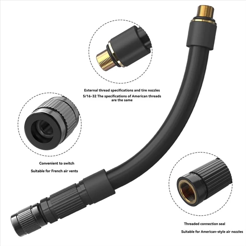 A51Q-Parti del servizio di pompaggio della bicicletta 8Mm Tubo flessibile di prolunga della pompa dell'aria Cavo del tubo Accessori per ugelli di gonfiaggio dei pneumatici per bici da ciclismo