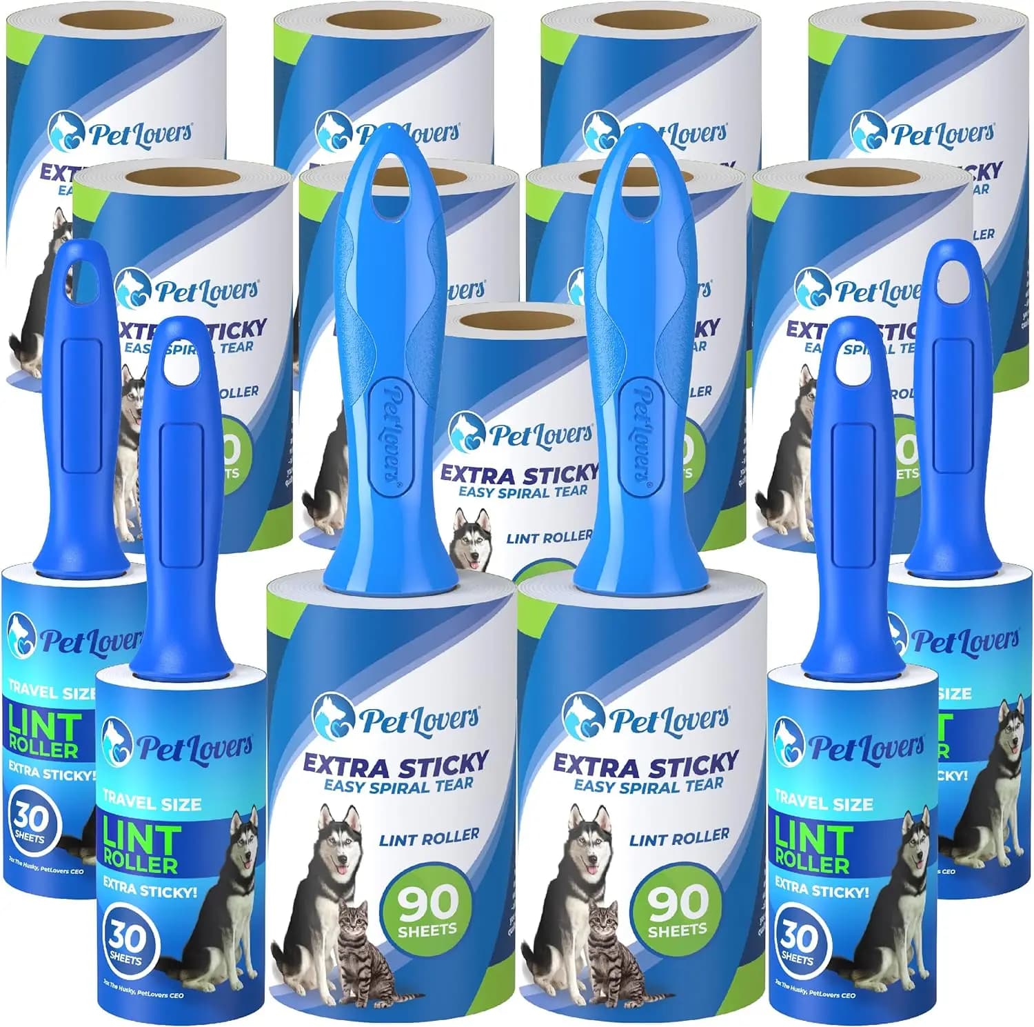 Rulli Adesivi Extra Appiccicosi, Set Ultra Conveniente da 1110 Fogli, 9 Ricariche e 4 Mini Rulli da Viaggio per