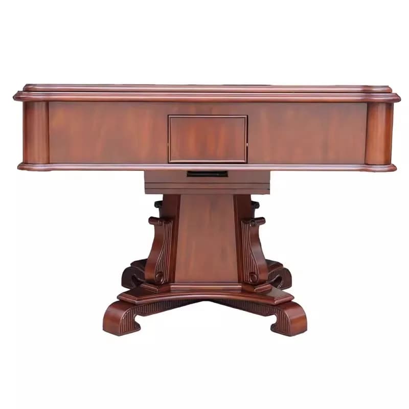 Tavolo da mahjong automatico in legno massello stile americano, tavolo quadrato per uso domestico, tavolo e sedie da scacchi marrone scuro