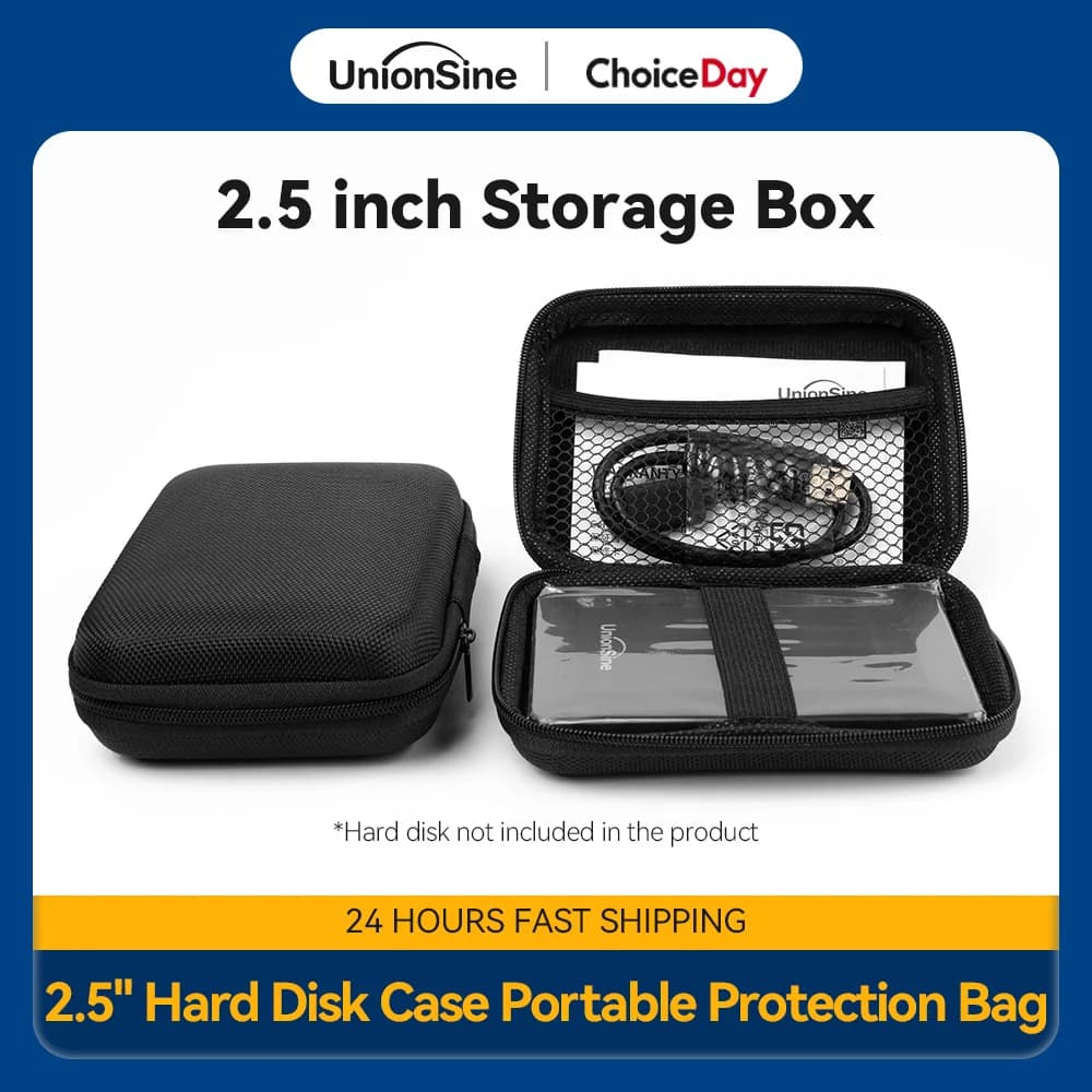 Custodia per disco rigido da 2,5 pollici Borsa protettiva per HDD portatile per disco rigido esterno da 2,5 pollici/auricolare/disco U Custodia per disco rigido nero