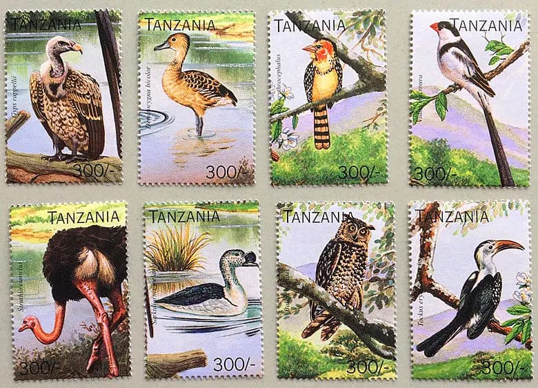 Africa Tanzania Post Stamps Postage Wild Animal Water Birds Owl 1 Set 8 New Collectible Postage Stamps Material For Scrapbooking