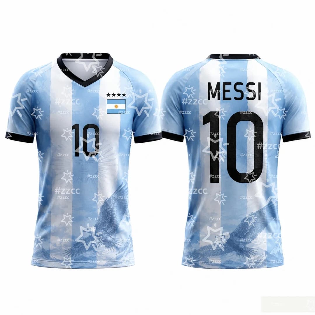 2026 Argentina Retro Soccer Jersey Breathable Quick Dry Messi Football Shirt Fans Training Uniform Unisex Kids Sport T Shirt