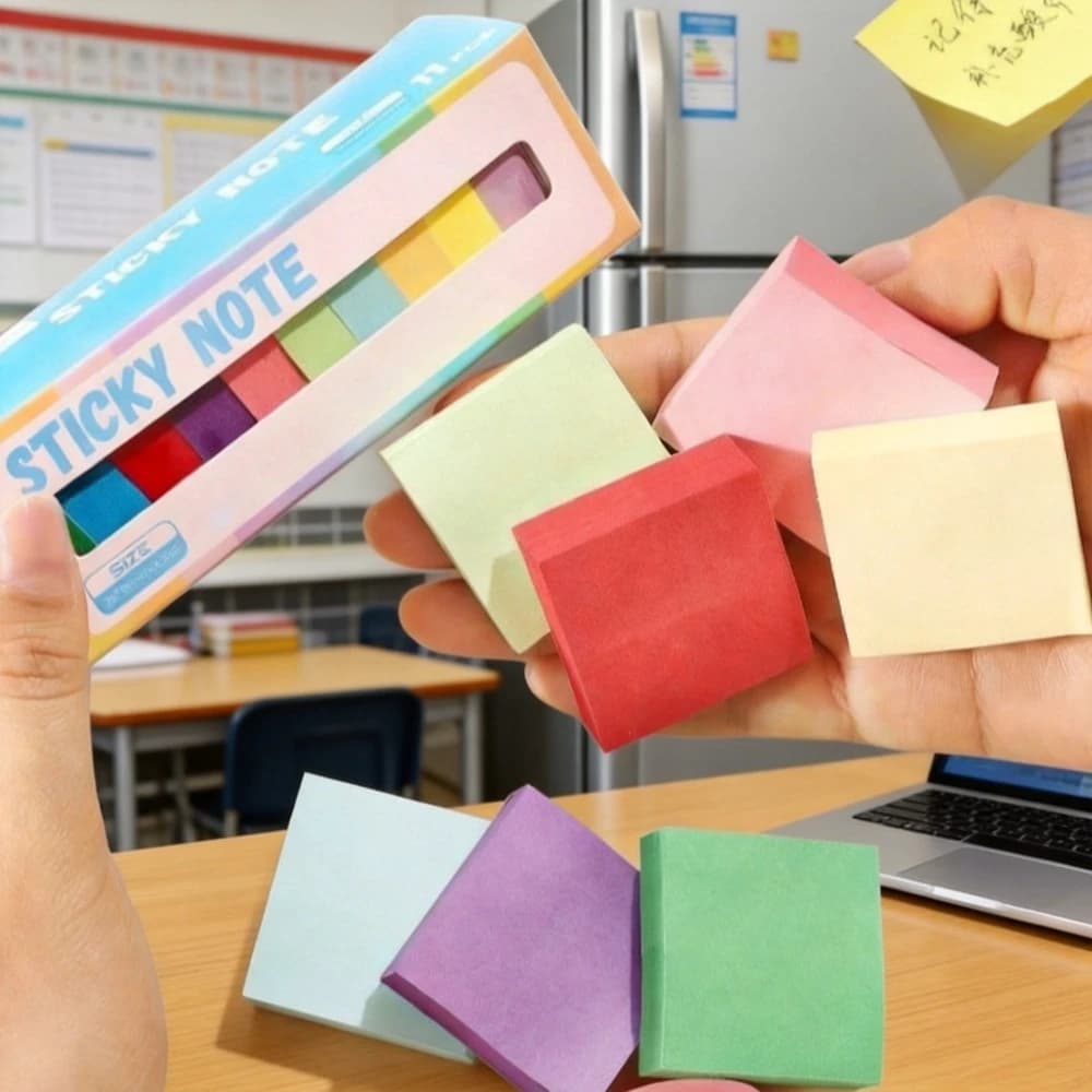 100 fogli di mini blocchetti adesivi colorati per appunti, post-it, cancelleria, adesivi per quaderni, agenda scolastica, foglietti per messaggi