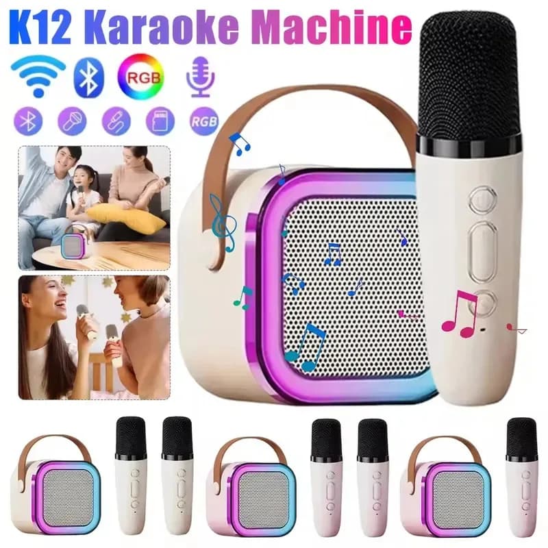 Macchina per karaoke Bluetooth K12 con sistema di altoparlanti 5.3 PA, microfoni wireless per l'intrattenimento domestico