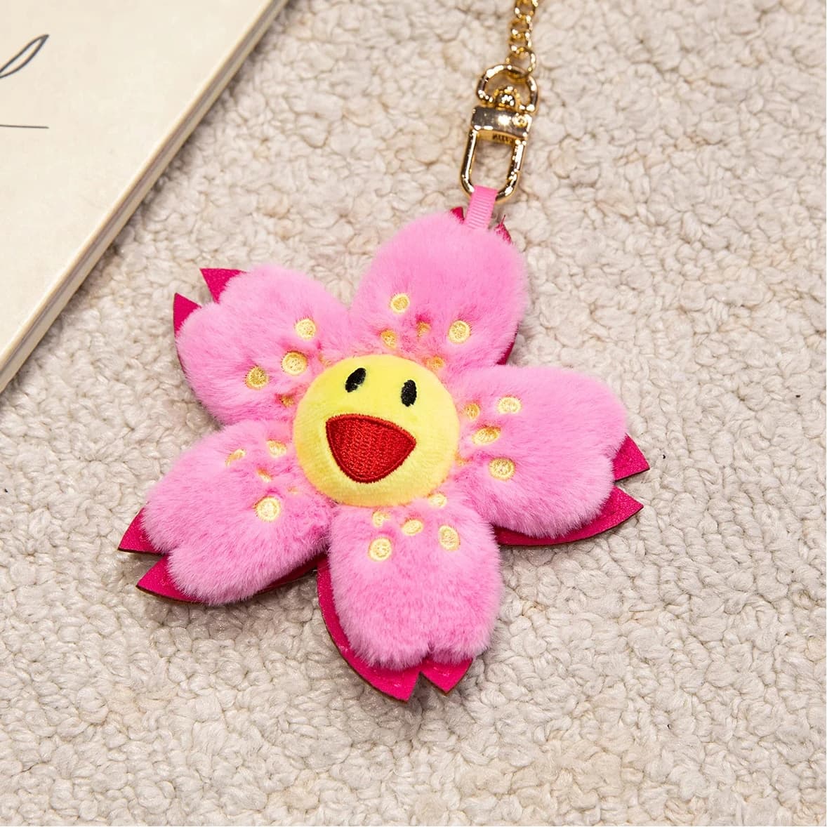 Simpatico girasole peluche portachiavi fiore farcito bambola morbida piccolo ciondolo portachiavi zaino alla moda ciondolo regalo di Natale