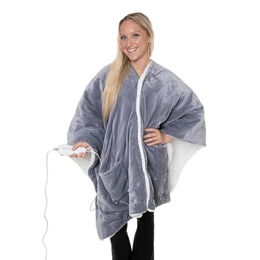 Coperta Riscaldante con Tasche per Adulti, Comoda Coperta Elettrica e Sciarpa Riscaldante, Regalo per Donne e Uomini, Impostazioni di Temperatura, Mac