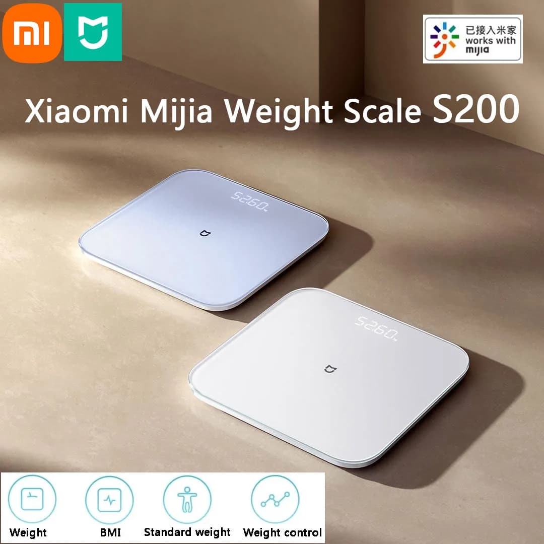 Xiaomi Mijia Bilancia S200 Bluetooth 5.4 Smart Body Weight BMI Display digitale a LED Misurazione accurata Funziona con l'APP Mihome