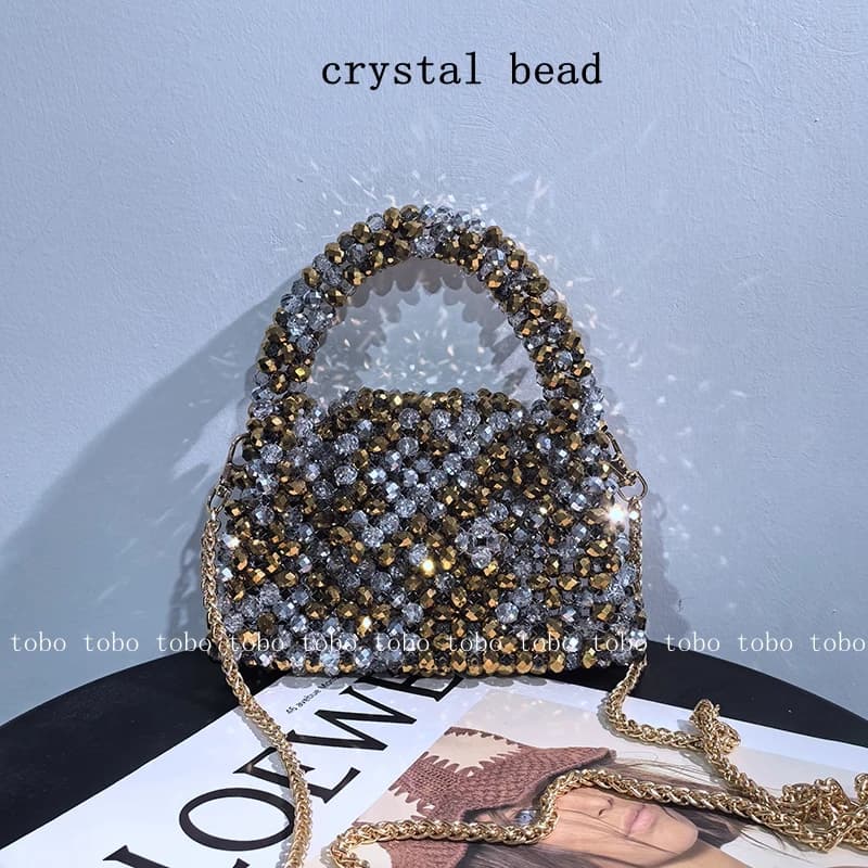 Borse da pranzo per feste fatte a mano in cristallo Bling borsa da donna lucida unica 2023 nastro femminile alla moda e portafoglio lungo con cintura dorata