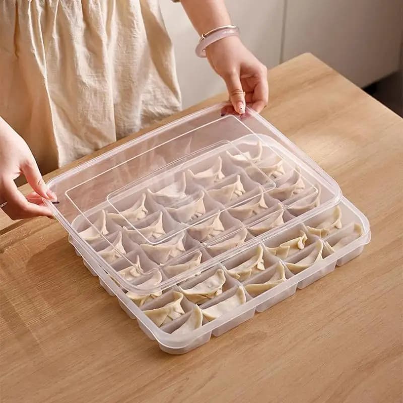 Contenitore per Alimenti Trasparente Riutilizzabile con Coperchio, 20/30 Scomparti, Organizer per Frigorifero, Vassoio per Ravioli e Wonton