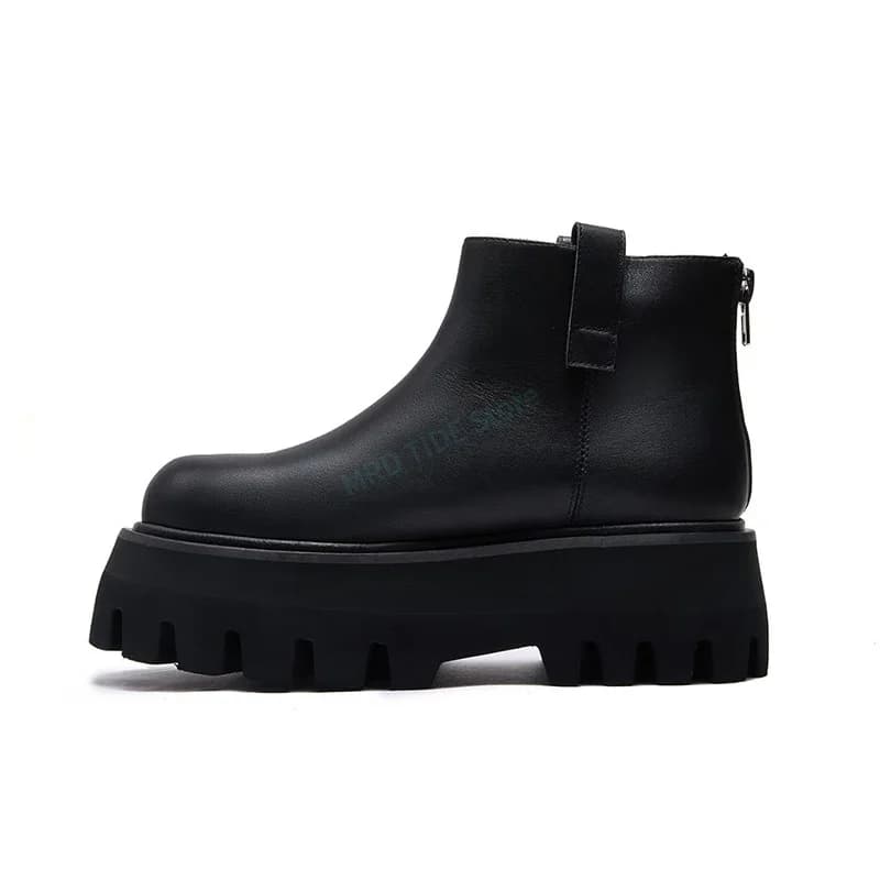 Scarpe casual da uomo di marca Scarpe alte alla caviglia con zip in vera pelle Scarpe basse con plateau Stivali da uomo con plateau Designer di lusso gotici