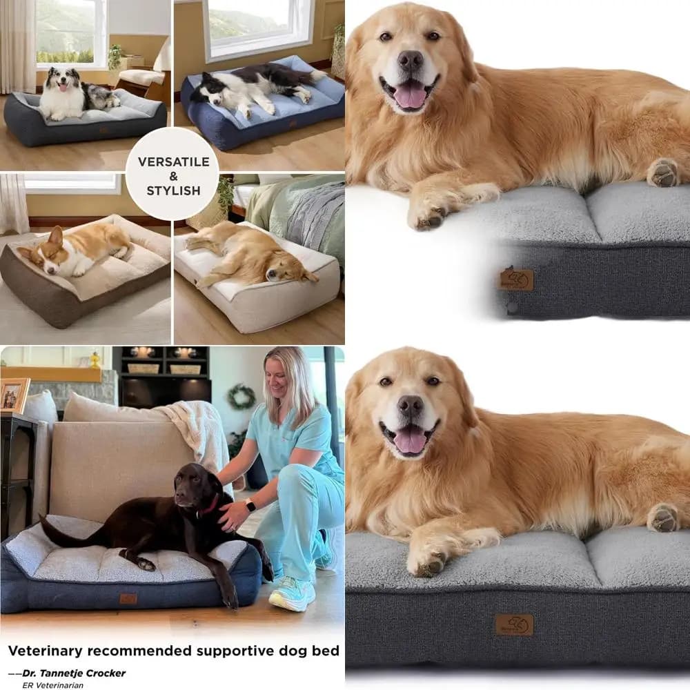 Large orthopedic dog bed - XL Plus support sofa with waterproof coating, Sherpa sofa, grey, 48