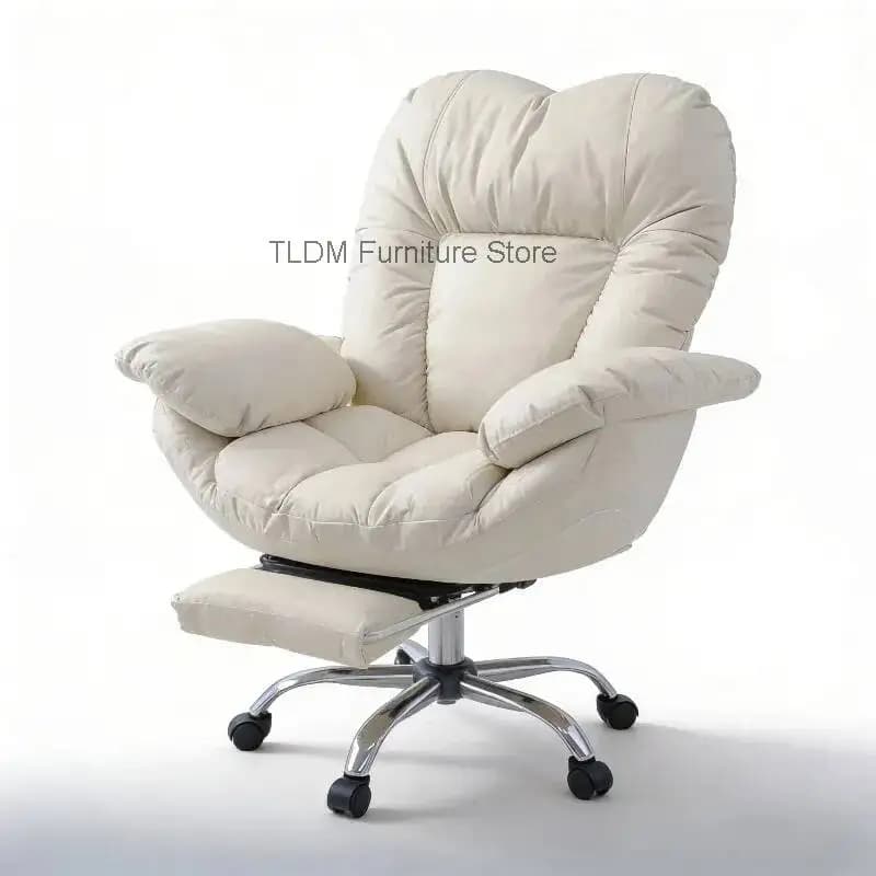 Ergonomic Lazy Chair with Footrest Swivel Recliner Plush Padded Heart-shaped Backrest Office Gaming Chair for Living Room