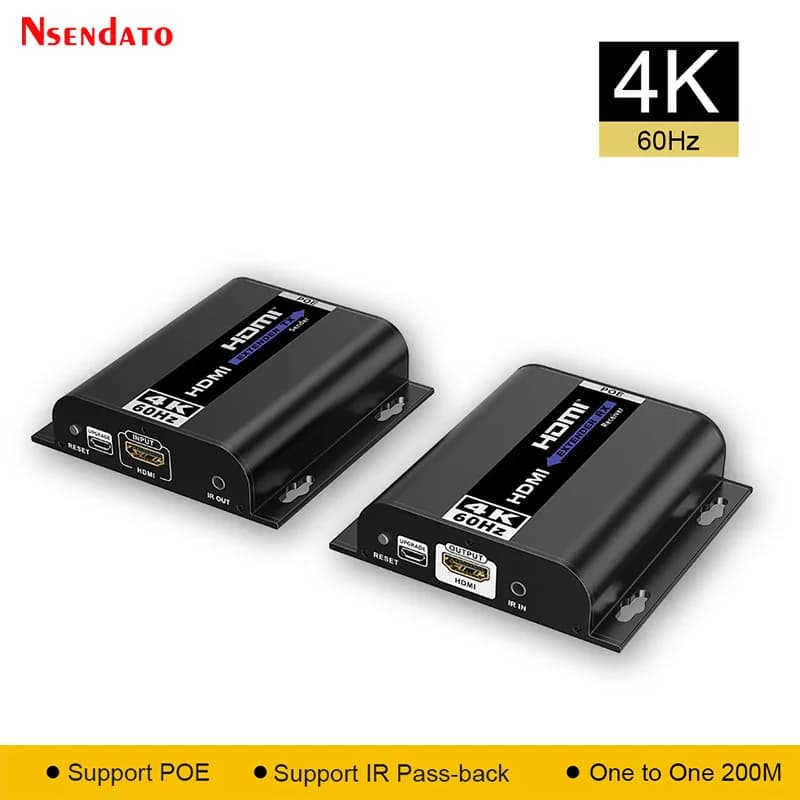 LKV483POE Extender HDMI POE 4K@60Hz 120M on IP Cat 5/5E/6 Transmitter Kit HDMI Video Receiver with IR remote control for PC TV