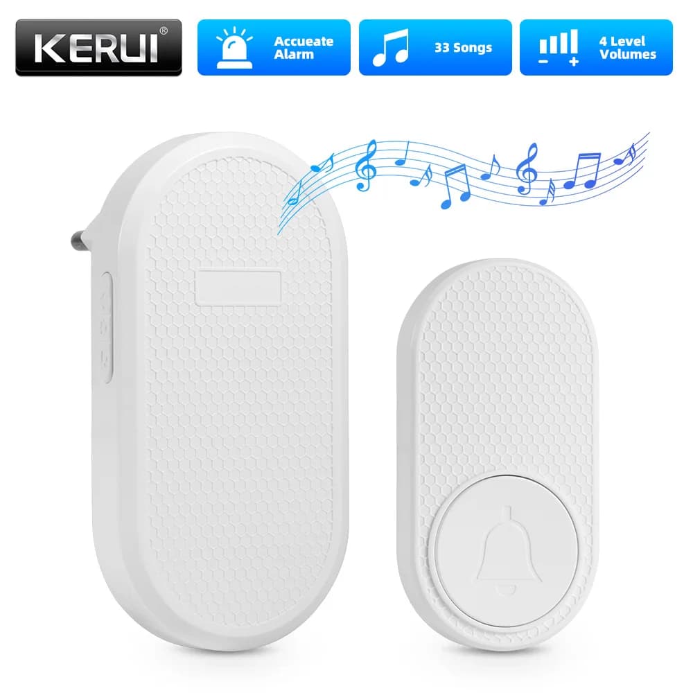 KERUI M558 Campanello per porta wireless intelligente Campanello a lunga distanza di trasmissione da 150 m con 33 suonerie Pulsante carillon con batteria