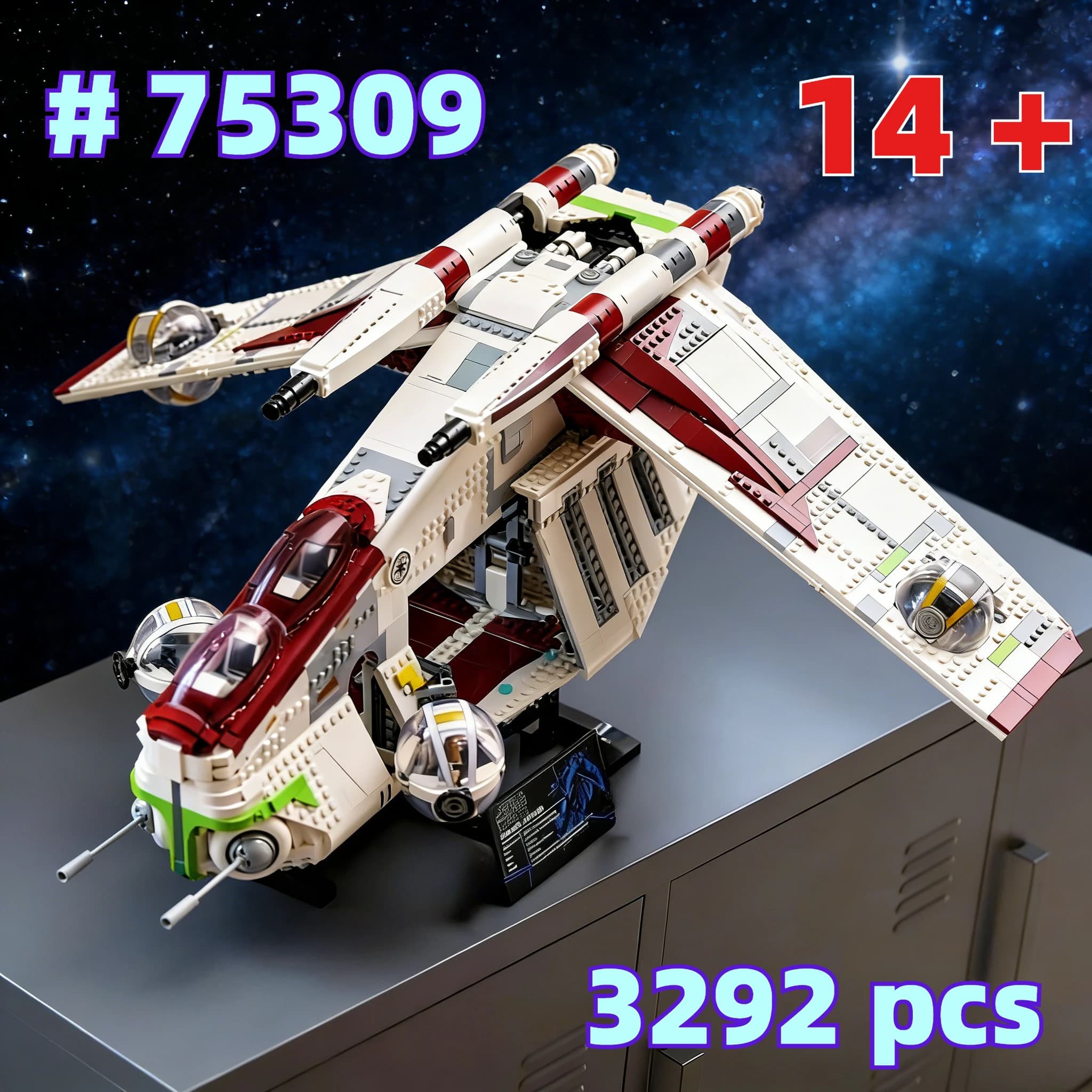 Set di Costruzioni Star Wars: Caccia Stellare della Repubblica 75309, 3292 Pezzi, Modellino Giocattolo per Bambini, Regalo di Compleanno