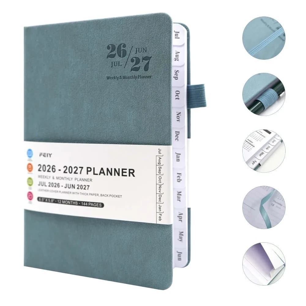 A5 2026-2027 Schedule Book English Simple Agenda Planner Notebook Multi Functional Thick Paper Time Management Planner School