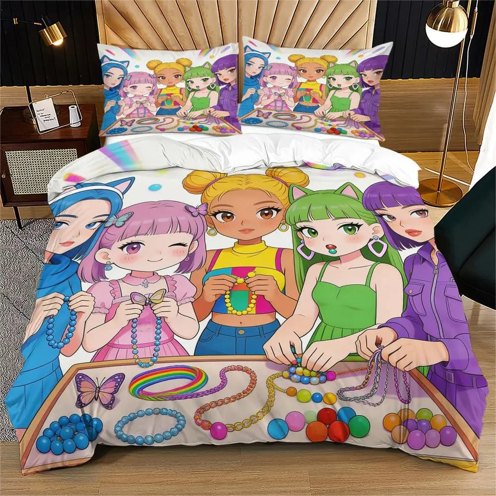 Streetwear Best Friends Collage Art Digital Print Duvet Cover Set Comforter Cover Bedding Set No Filler for Dorm Bed