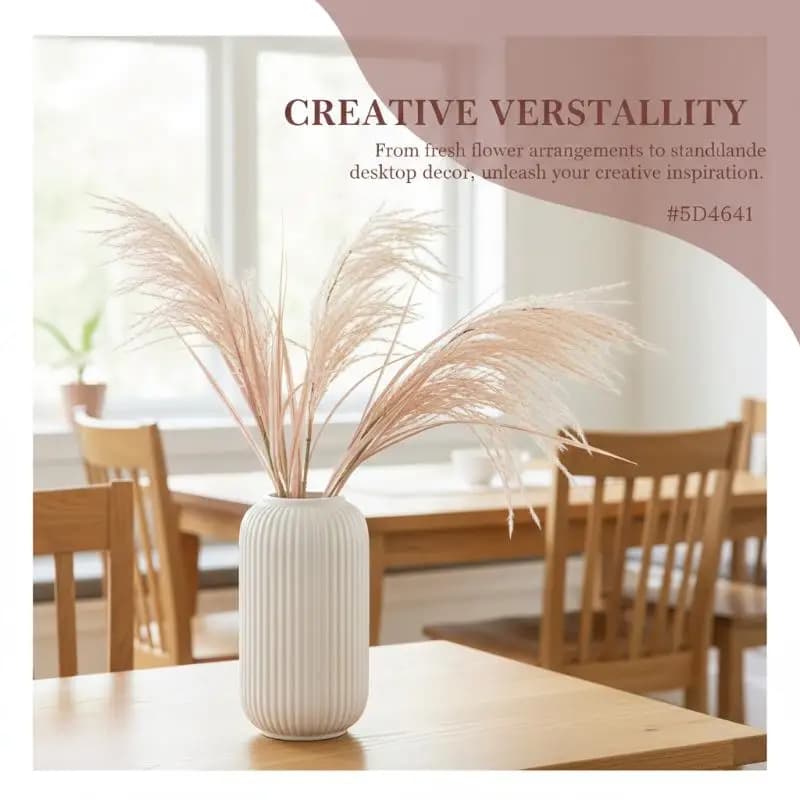 Chic Striped Ceramic-Look Plastic Vase For Flowers Durable Easy-To-Place Decorative Floral Display Piece