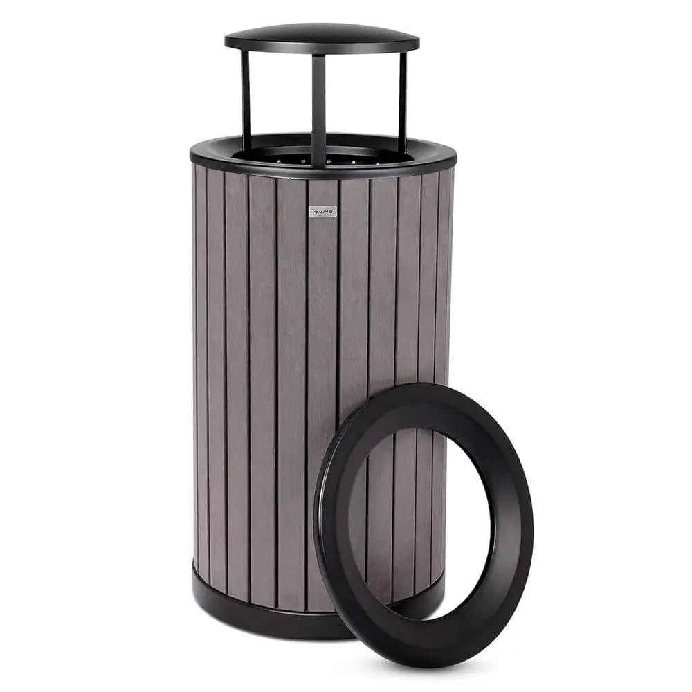 Bidone per Rifiuti Commerciale da Esterno da 32 Galloni - Contenitore per Rifiuti Resistente da Esterno, Bidone Industriale con Pannelli in Plastica per Patio, Parco
