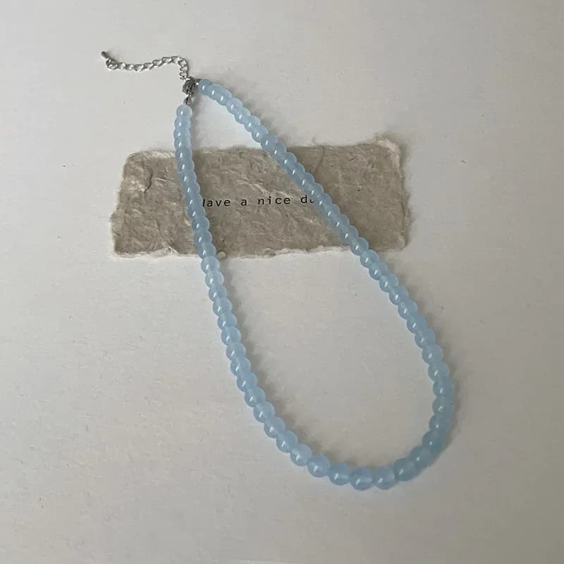 Collana Girocollo da Donna Artigianale Placcata Argento con Catena, Squisito Bracciale e Collana con Pietre Naturali Rosa Rotonde da 4, 6, 8 mm