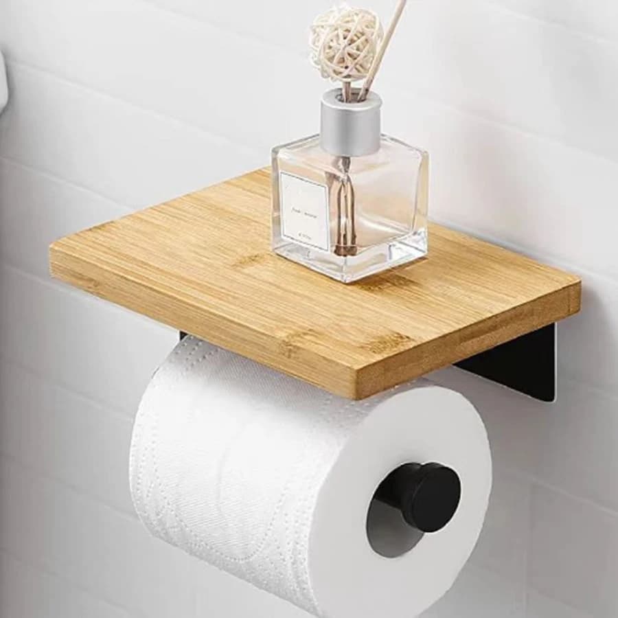 Paper Roll Paper Holder Solid Wood Paper Towel Holder No Punch Bathroom Tissue Box Wall mounted toilet tissue holder