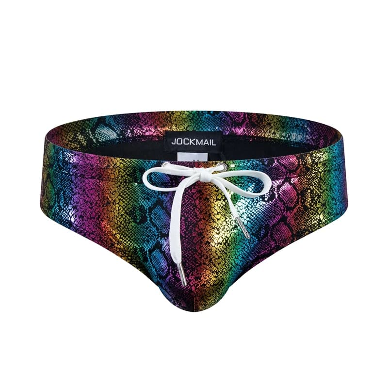 Push Up padded men's swimsuits swimsuits men's shorts Bikini Slip Summer Trunk swimsuit Sunga Slip Beach Shorts serpent leather print